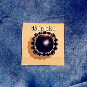 NWT - Carol Dauplaise black and silver stretch ring